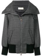 Maison Flaneur Zip Check Bomber Jacket - Grey