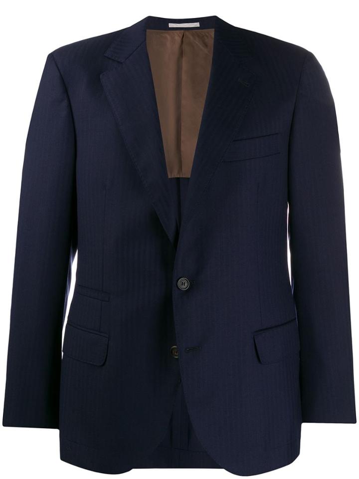 Brunello Cucinelli Striped Pattern Blazer - Blue