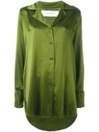 Marques'almeida Satin Oversized Shirt, Women's, Size: Xs, Green, Silk