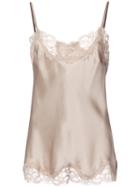 Gold Hawk - Silk Top With Lace Detail - Women - Silk - Xs, Nude/neutrals, Silk