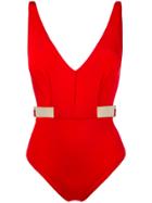Moeva Metallic Trim Plunge Swimsuit - Red