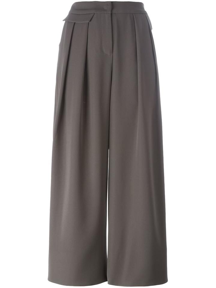 Armani Collezioni Pleated Wide-legged Cropped Trousers