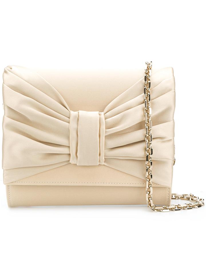 Casadei Draped Bow Clutch - Nude & Neutrals