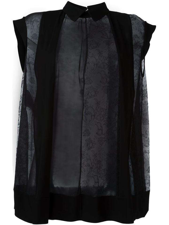 Rochas Sheer Loose Fit Blouse, Women's, Size: 42, Black, Viscose/silk/polyamide/cotton