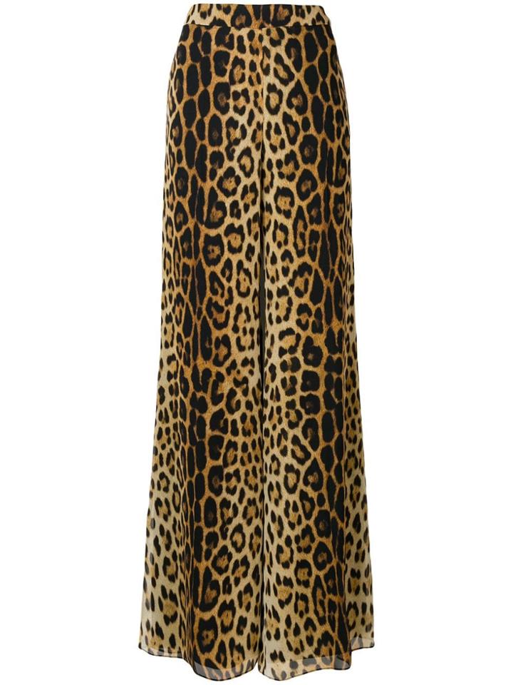 Moschino Flared Leopard Print Trousers - Neutrals