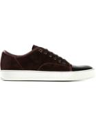 Lanvin Contrasting Toe Cap Sneakers, Men's, Size: 8, Red, Suede/rubber/patent Leather