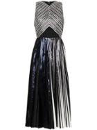 Proenza Schouler Pleated Criss Cross Foil Dress - Black