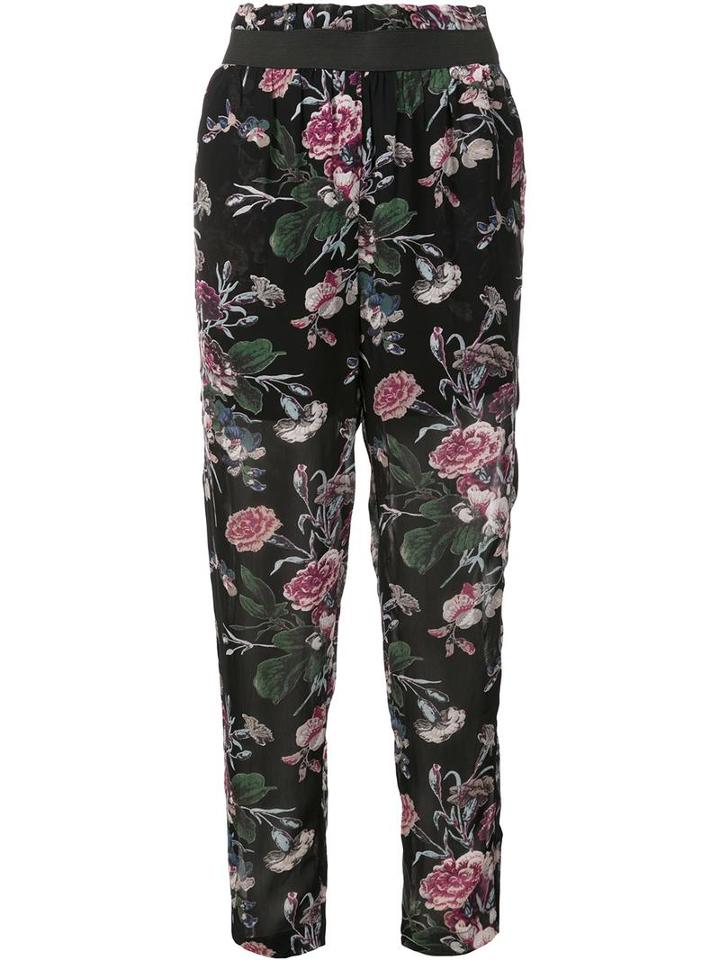 Ganni Floral Print Cropped Trousers, Women's, Size: Small, Blue, Viscose