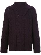 Raf Simons Double-layer Cable-knit Jumper - Aubergine