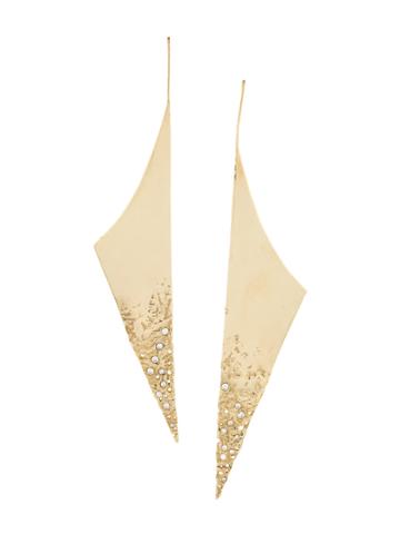 Uhuru 10kt Gold And Diamond Triangle Drop Earrings - Metallic