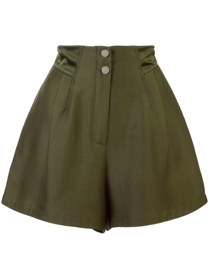 Fleur Du Mal High-waisted Pleated Shorts - Green