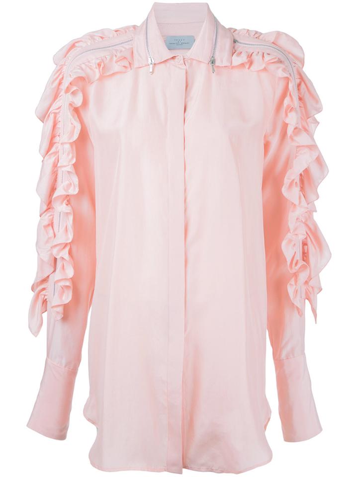 Preen By Thornton Bregazzi Ruffled Sleeve Shirt - Pink & Purple