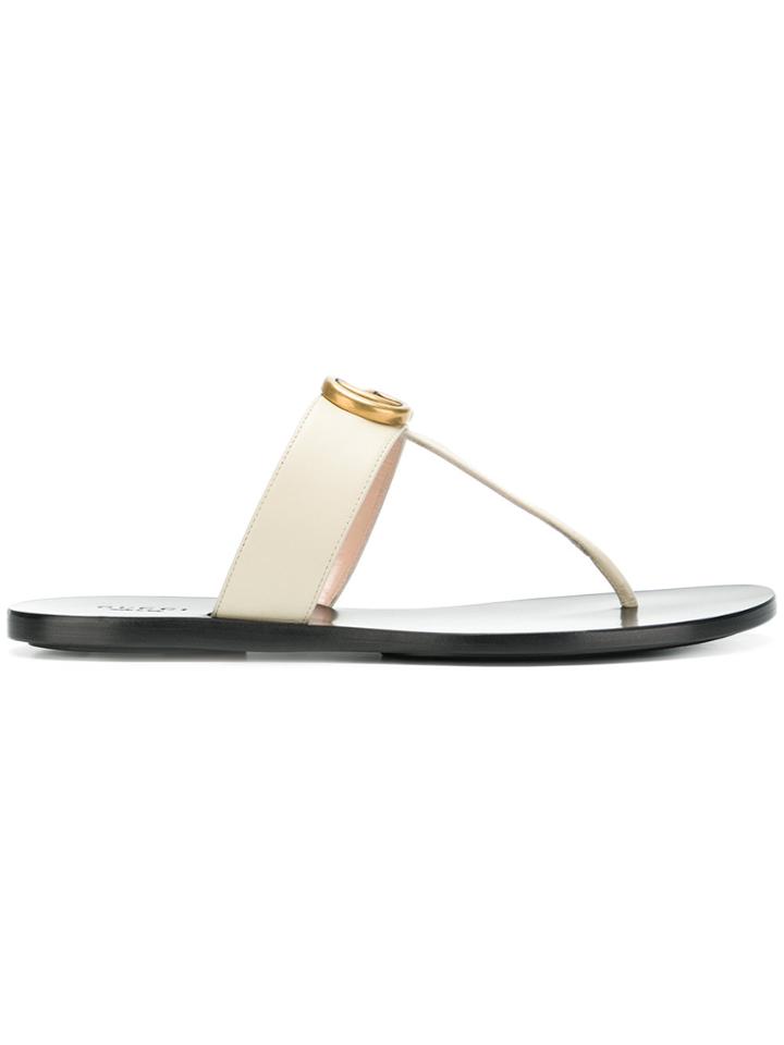 Gucci Gg T-bar Sandals - Nude & Neutrals