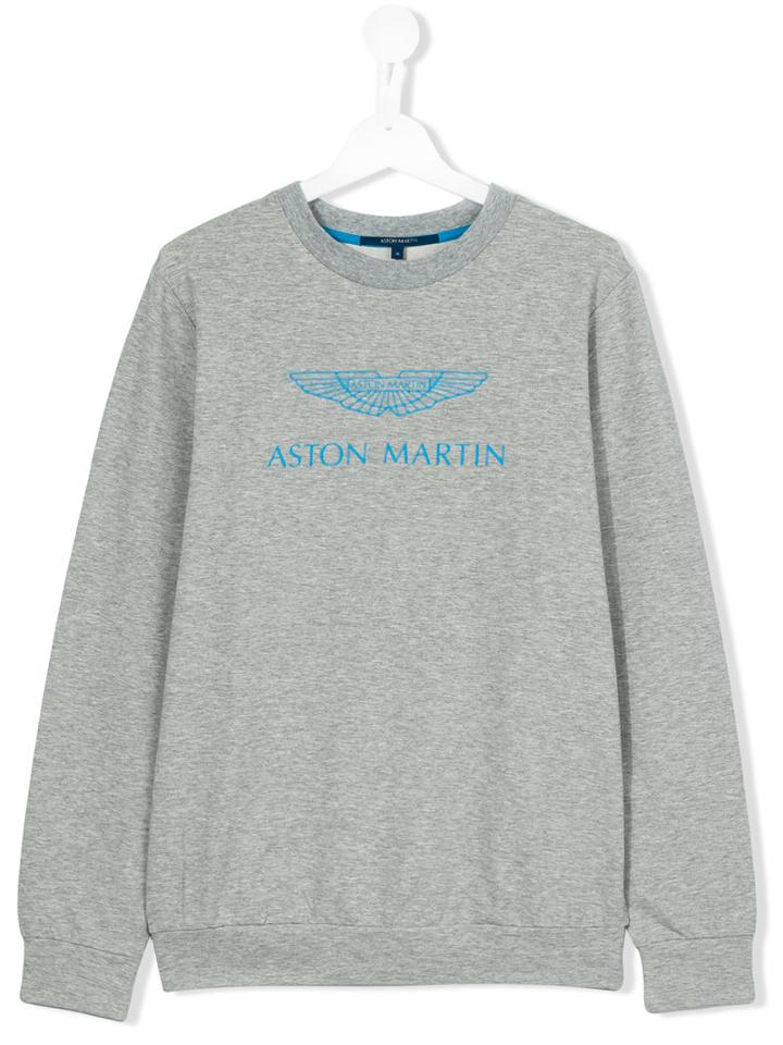 Logo Print Sweatshirt - Kids - Cotton/spandex/elastane - 14 Yrs, Grey, Aston Martin Kids