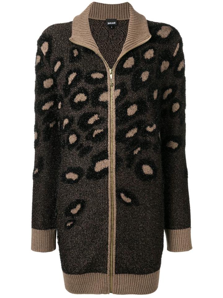 Just Cavalli Distressed Zipped Cardigan - Brown