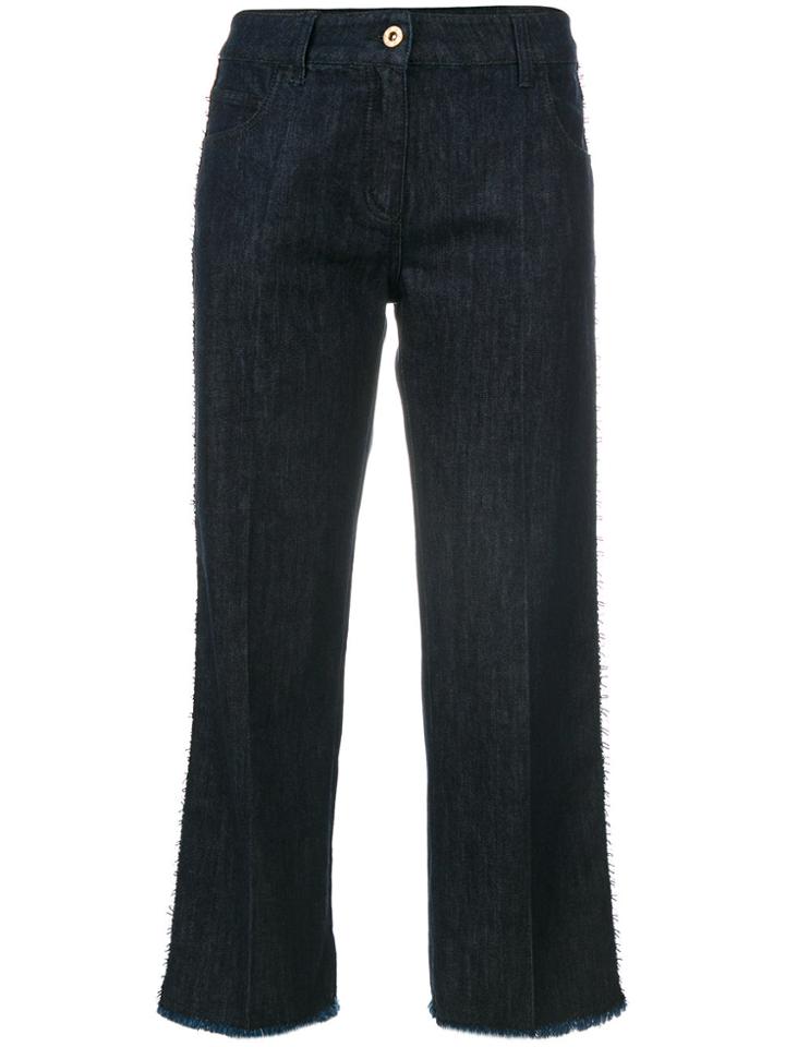 Blumarine Frayed Hem Cropped Jeans - Blue