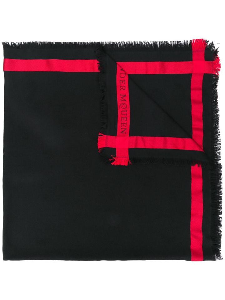 Alexander Mcqueen Frayed Edge Scarf - Black