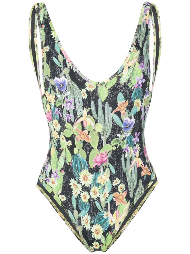 Ermanno Scervino Cactus Print Swimsuit - Multicolour