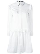 Burberry Ruffled Trim Shirt Dress, Women's, Size: 8, White, Cotton/spandex/elastane