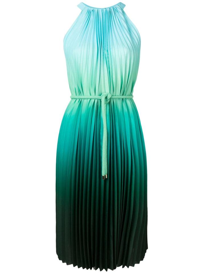 Max Mara Gradient Effect Pleated Dress - Green