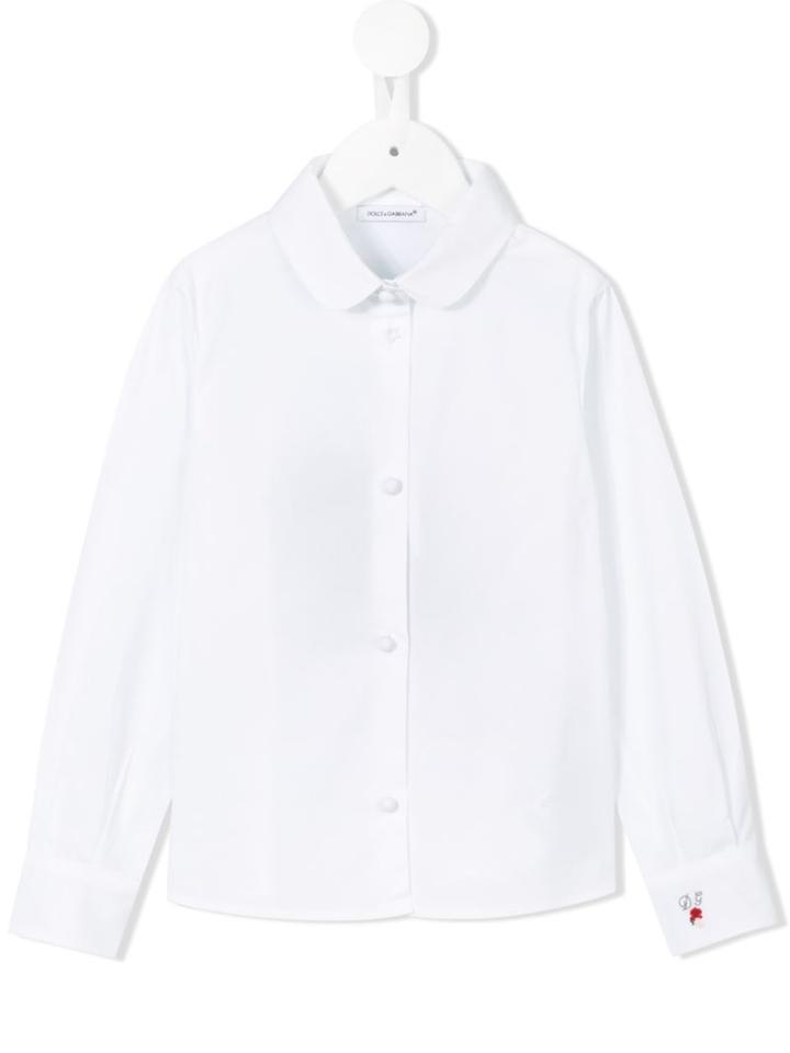 Dolce & Gabbana Kids Peter Pan Collar Shirt, Girl's, Size: 10 Yrs, White