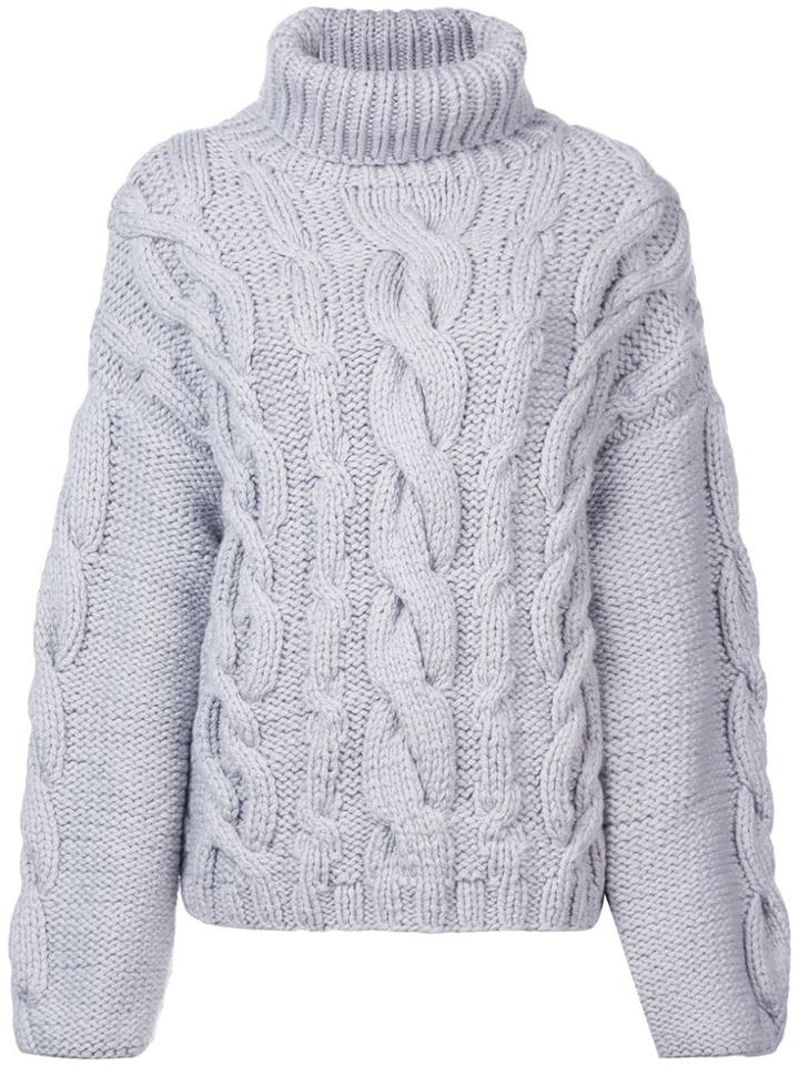 Marina Moscone Chunky Knit Roll Neck Jumper - Grey