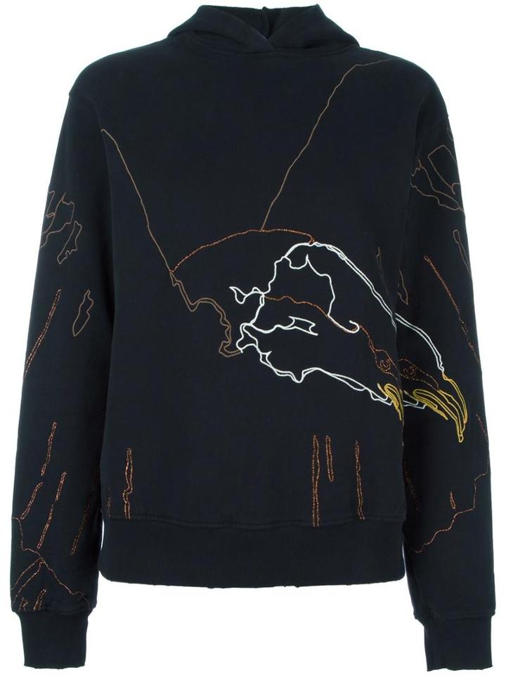 Each X Other Embroidered Detail Hoodie, Women's, Size: Large, Black, Cotton