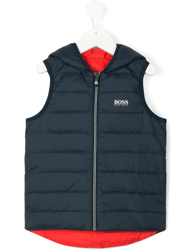 Boss Kids - Hooded Gilet - Kids - Feather Down/polyamide-8 - 10 Yrs, Blue