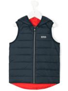 Boss Kids - Hooded Gilet - Kids - Feather Down/polyamide-8 - 10 Yrs, Blue