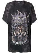 Balmain Oversized Tiger Print T-shirt - Grey