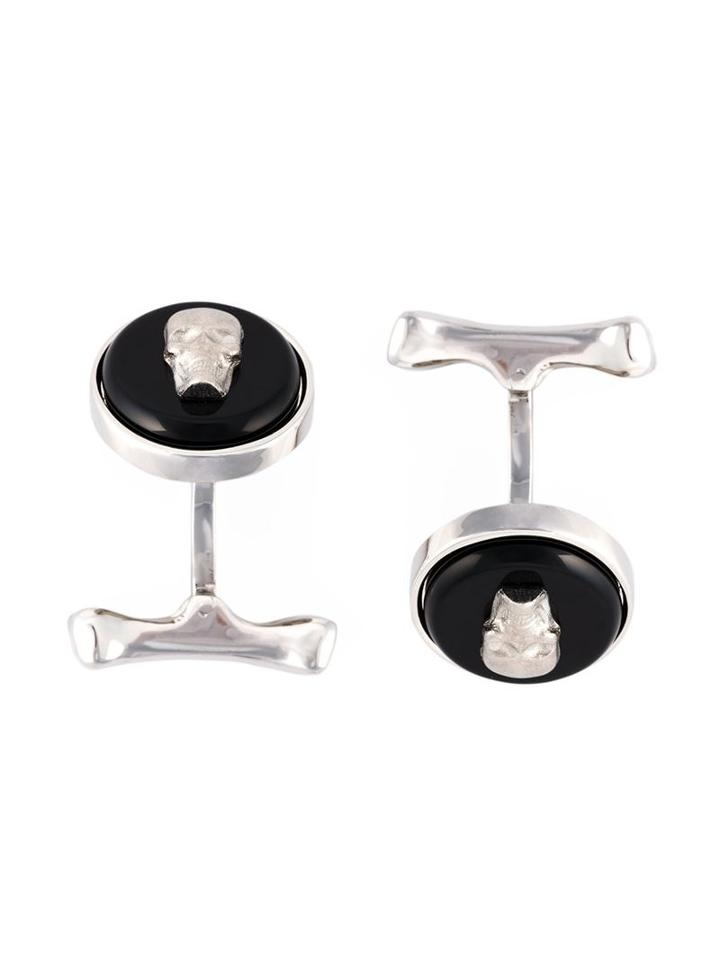 Alexander Mcqueen Skull Cufflinks, Men's, Black, Brass