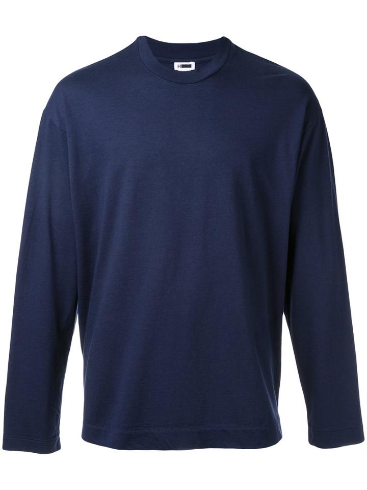 H Beauty & Youth Long-sleeved T-shirt, Men's, Size: Medium, Blue, Cotton