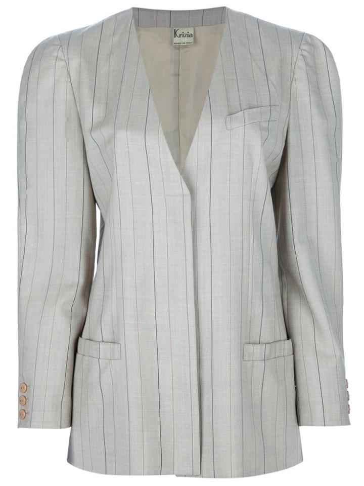 Krizia Vintage Pin Stripe Skirt Suit - Brown