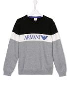Armani Junior Logo Embroidered Jumper, Boy's, Size: 14 Yrs, Grey