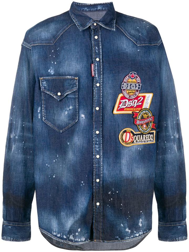 Dsquared2 Western Embroidered Patches Shirt - Blue