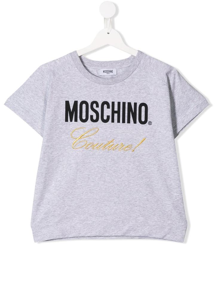 Moschino Kids Teen Couture Embroidered T-shirt - Grey