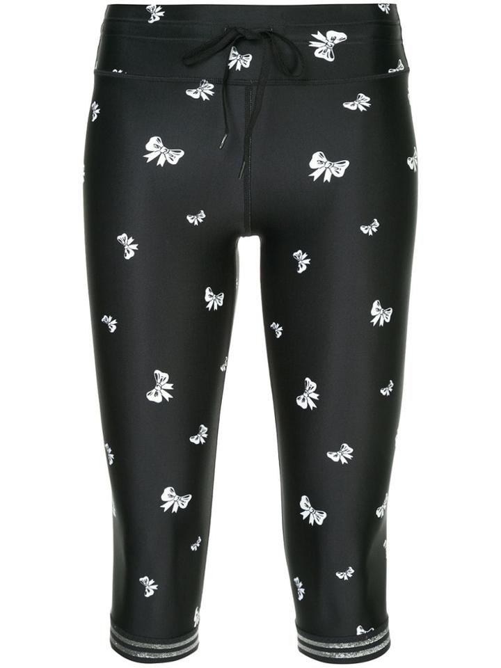 The Upside Bow Print Cropped Leggings - Black