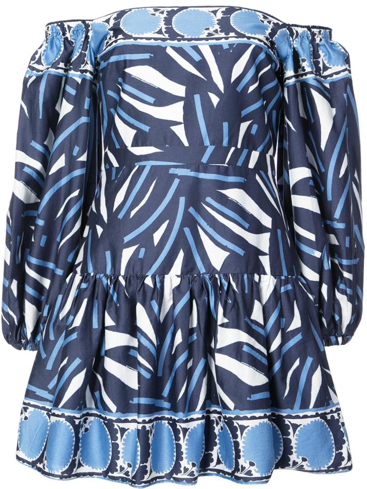 Alexis Off-shoulder Printed Dress - Blue