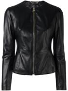 Philipp Plein Fitted Leather Jacket, Women's, Size: Medium, Black, Lamb Skin/viscose