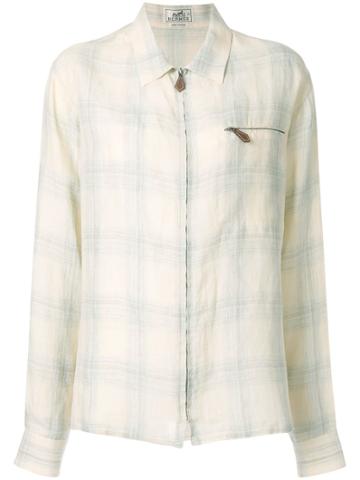 Hermès Pre-owned Checked Long-sleeve Shirt - Neutrals