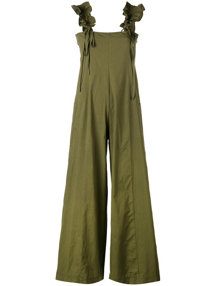 Hache Ruched Detail Jumpsuit, Women's, Size: 40, Green, Cotton/spandex/elastane