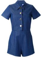 Macgraw 'ribbon' Denim Playsuit, Women's, Size: 10, Blue, Cotton/spandex/elastane