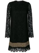 Dolce & Gabbana Lace Dress With Crystal Panel - Black