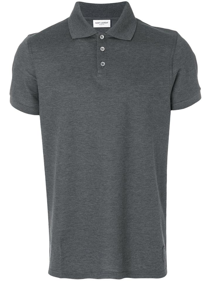 Saint Laurent Fitted Polo Top - Grey