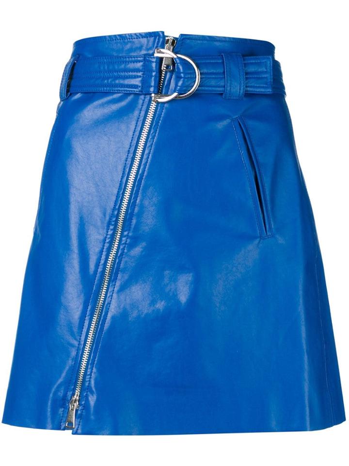 Pinko Faux Leather Mini Skirt - Blue