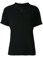 Eleventy - Cut-out Round Neck T-shirt - Women - Spandex/elastane/viscose - 44, Black, Spandex/elastane/viscose