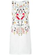 Blumarine Floral Appliqué Shift Dress, Women's, Size: 42, White, Silk/cotton/polyamide