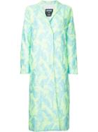 Msgm Textured Midi Coat, Women's, Size: 46, Green, Polyamide/polyester/metallic Fibre