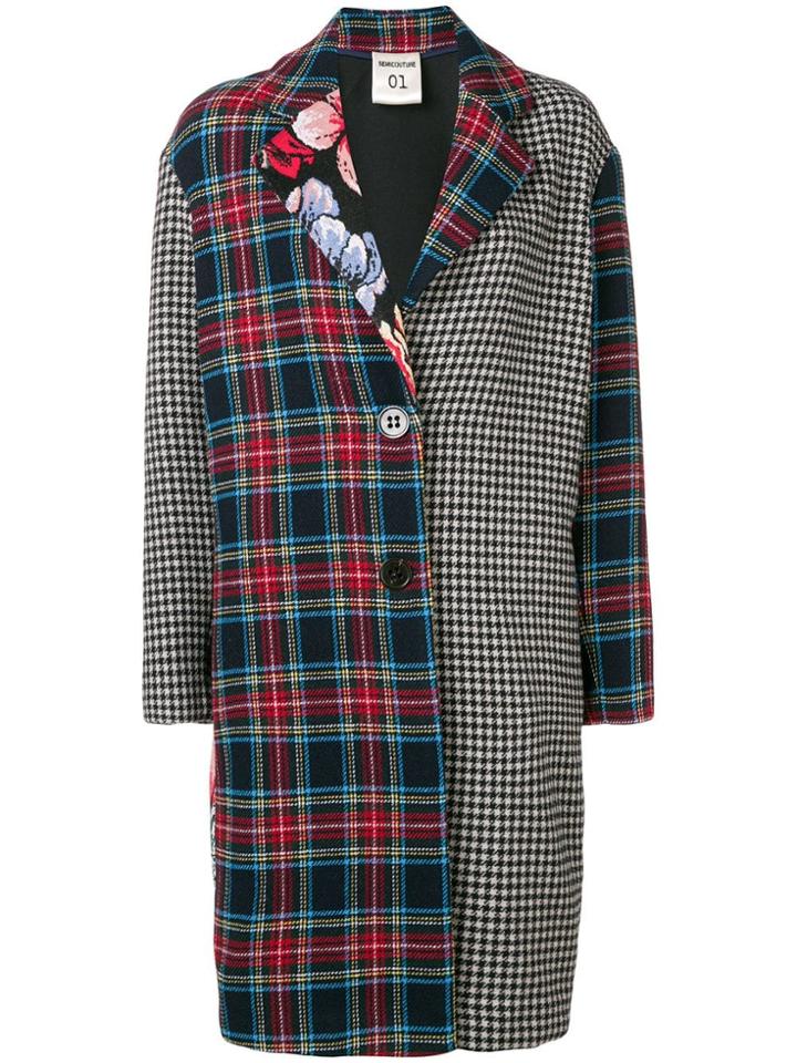 Semicouture Claudette Patchwork Coat - Grey