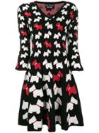 Boutique Moschino Dog Print Flared Dress - Black